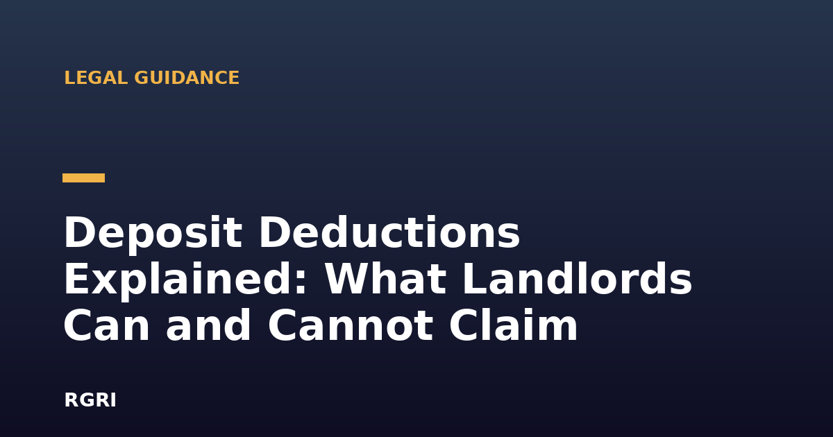 Deposit Deductions Explained: What Landlords Can and Cannot Claim